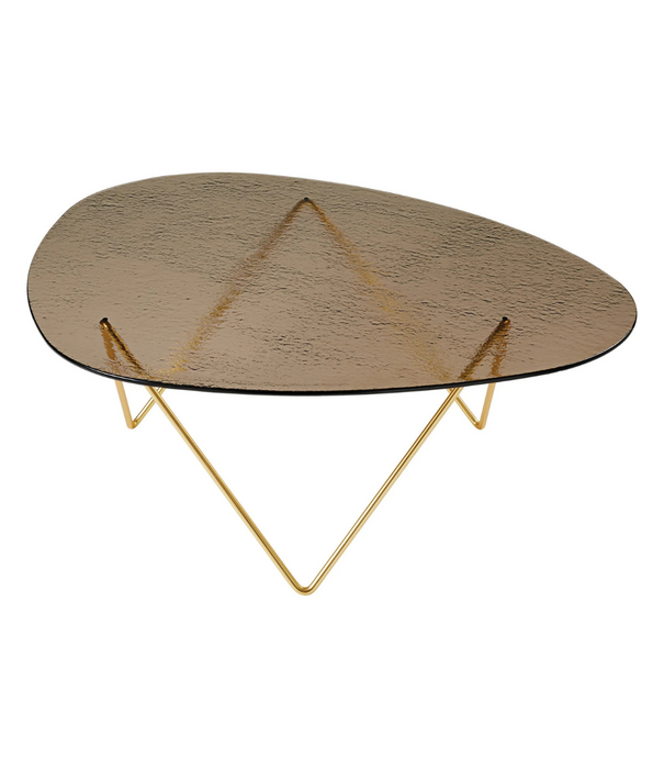 Gubi  Gubi Pedrera Coffee Table structured glass, brass base