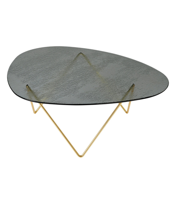 Gubi  Gubi Pedrera Coffee Table structured glass, brass base