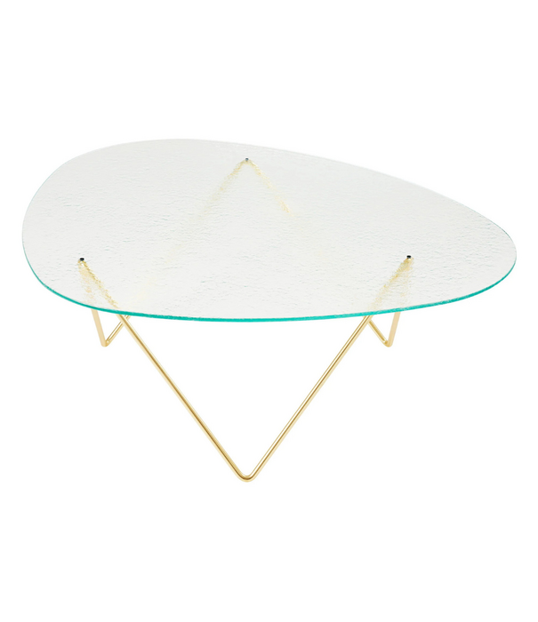 Gubi  Gubi Pedrera Salontafel gestructureerd glas, messing onderstel