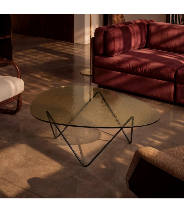 Gubi  Pedrera Coffee Table structured glass, chrome base
