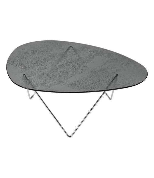 Gubi  Pedrera Salontafel gestructureerd glas, chroom onderstel
