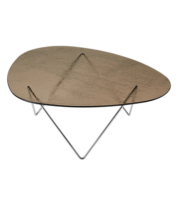 Gubi  Pedrera Coffee Table structured glass, chrome base