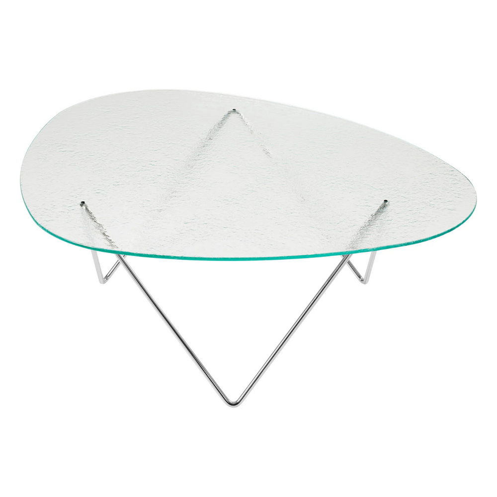 Gubi Pedrera Coffee Table structured glass, chrome base - NORDIC NEW