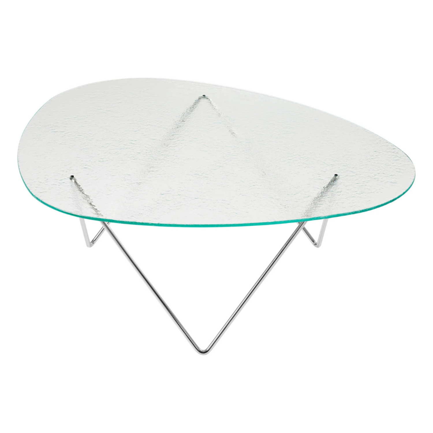 Gubi Pedrera Coffee Table structured glass, chrome base - NORDIC NEW
