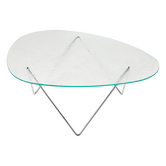 Gubi Pedrera Coffee Table structured glass, chrome base