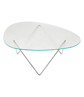 Gubi Pedrera Coffee Table structured glass, chrome base