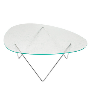 Pedrera Salontafel gestructureerd glas, chroom onderstel