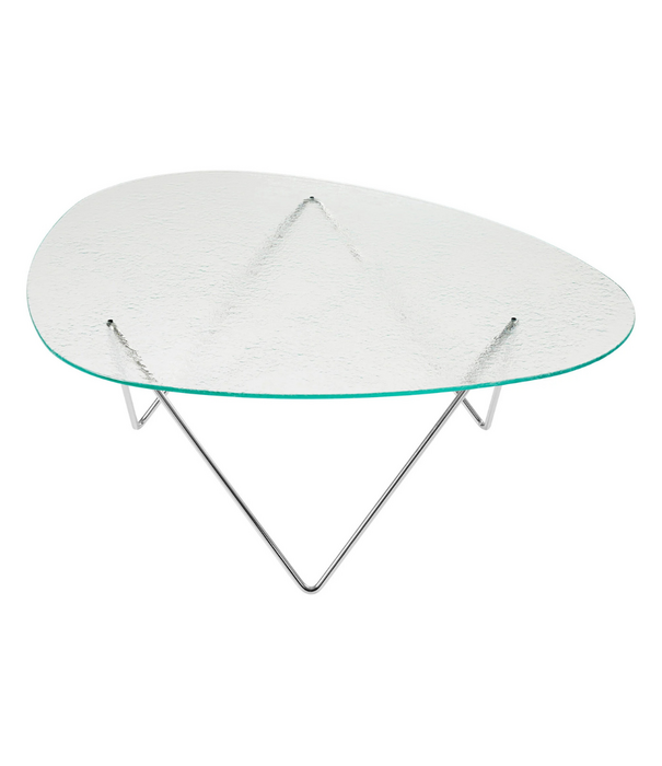 Gubi  Pedrera Coffee Table structured glass, chrome base