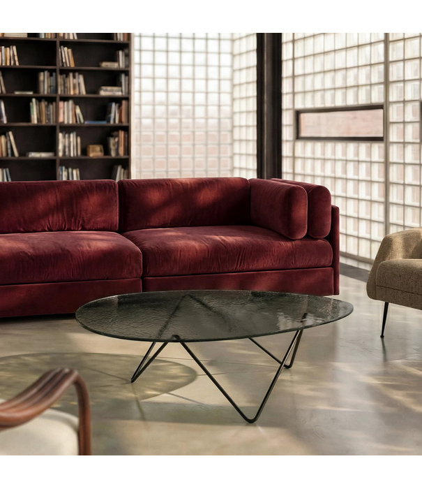 Gubi  Gubi Pedrera Salontafel gestructureerd glas, zwart onderstel