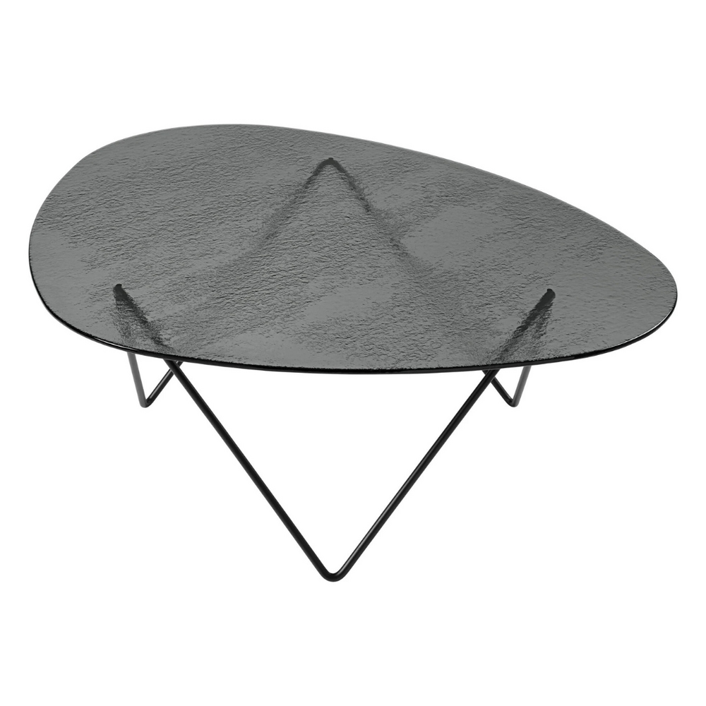 Gubi Pedrera coffee table structured glass, black base - NORDIC NEW