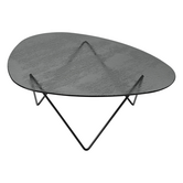Pedrera Coffee Table structured glass, black base