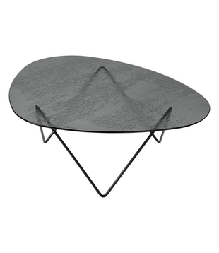 Pedrera Coffee Table structured glass, black base