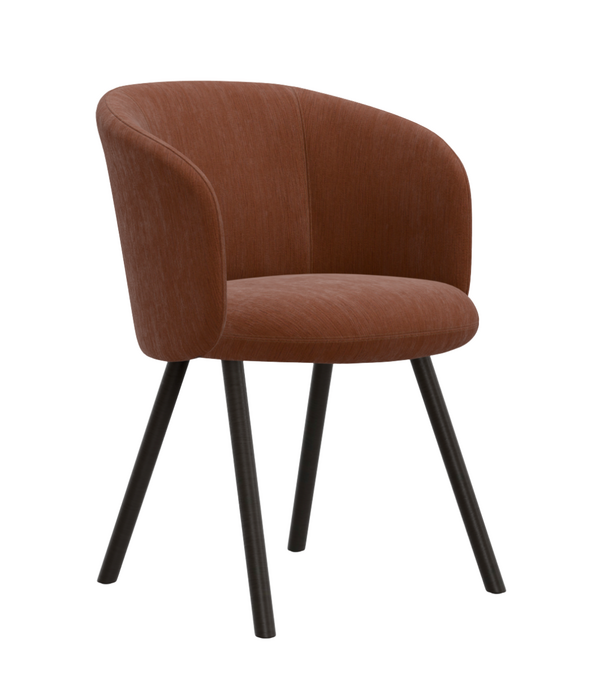 Vitra  Vitra Mikado Armstoelstof Iroko cognac, donker eiken poten
