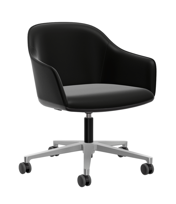 Vitra  Softshell Desk Chair leather,  basic dark base with castors