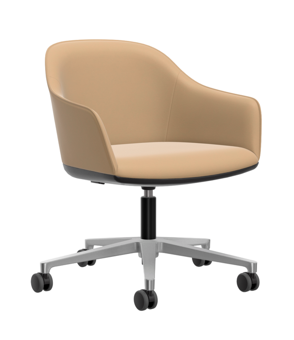 Vitra  Softshell Desk Chair leather,  basic dark base with castors