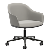 Softshell Desk Chair leather,  basic dark base with castors