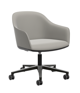 Softshell Desk Chair leather,  basic dark base with castors