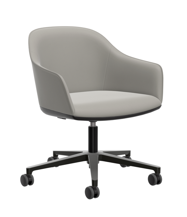 Vitra  Softshell Bureaustoel leer,  basic dark onderstel met wielen