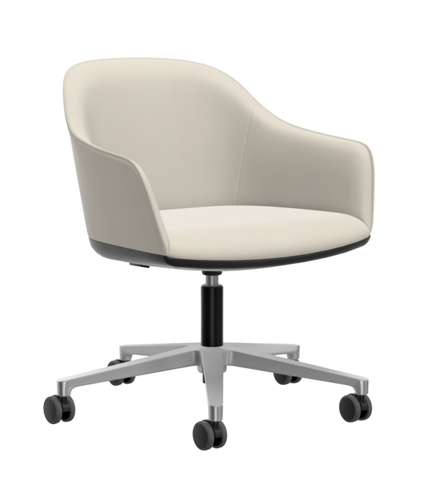 Vitra  Vitra Softshell Bureaustoel leer,  basic dark onderstel met wielen