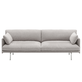 Muuto Outline Soft 3 zits Bank Clay 12, aluminium onderstel