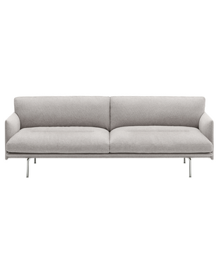 Muuto Outline Soft 3 zits Bank Clay 12, aluminium onderstel