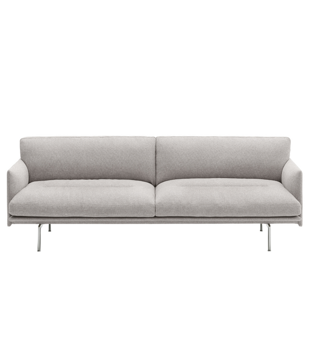 Muuto Muuto Outline Soft 3 zits Bank Clay 12, aluminium onderstel