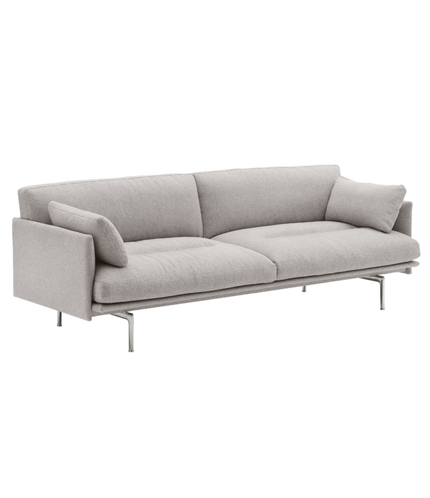 Muuto Outline Soft 3 zits Bank Clay 12, aluminium onderstel