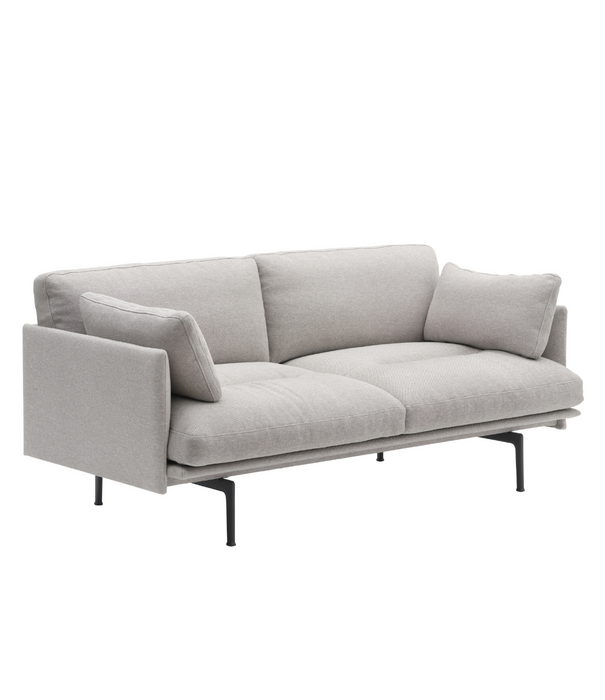 Muuto Muuto Outline Soft 2 zits Bank Clay 12 ecru, zwart onderstel