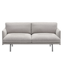 Muuto Outline Soft 2 zits Bank Clay 12 ecru, zwart onderstel