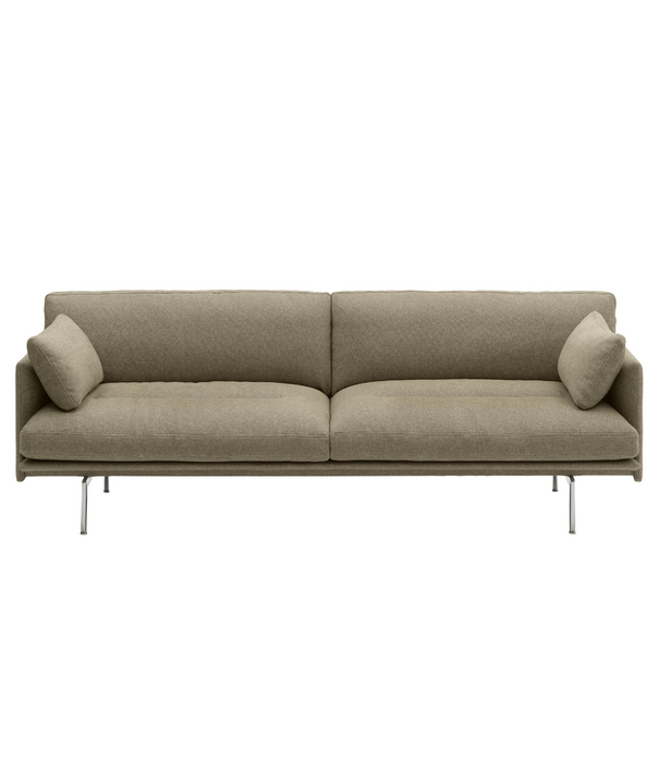 Muuto Outline Soft 3 zits Bank Clay 15, aluminium onderstel