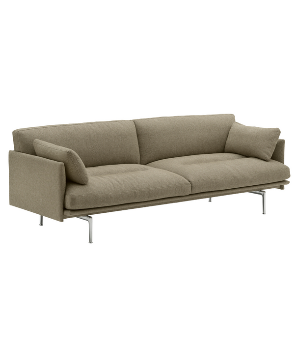 Muuto Outline Soft 3 zits Bank Clay 15, aluminium onderstel