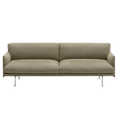 Muuto Outline Soft 3 zits Bank Clay 15, aluminium onderstel