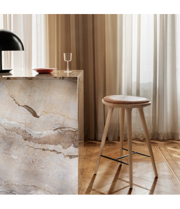 Mater Design  Mater High Stool oiled oak, Nuance walnut leather