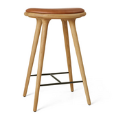 Mater High Stool Barkruk geolied eiken, Nuance walnoot leer