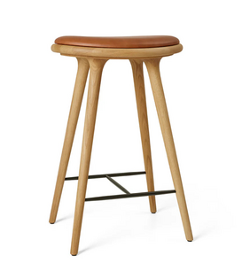 Mater High Stool oiled oak, Nuance walnut leather 69cm