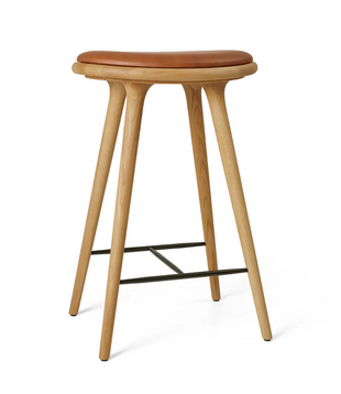 Mater High Stool oiled oak, Nuance walnut leather 69cm