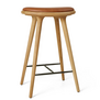 Mater High Stool Barkruk geolied eiken, Nuance walnoot leer