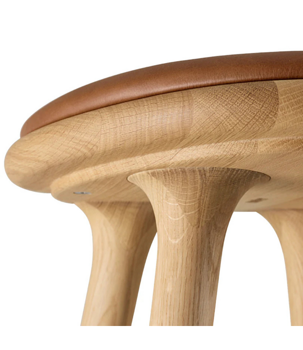 Mater Design  Mater High Stool oiled oak, Nuance walnut leather