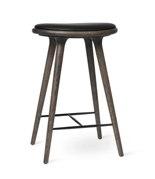 Mater High Stool Barkruk Sirka grijs eiken, zwart leer 69cm