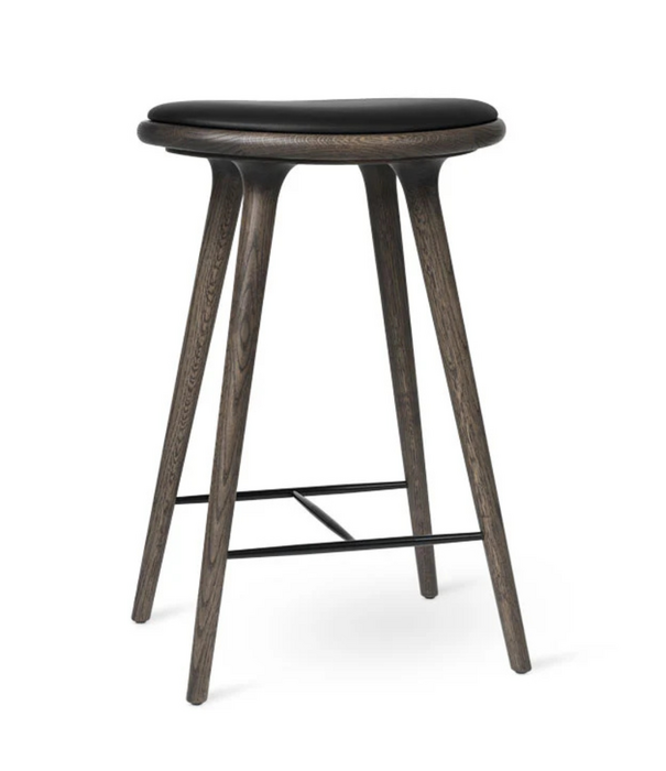 Mater Design  Mater High Stool black oak, black leather 69cm - Copy