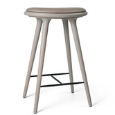 Mater High Stool Barkruk grijs beuken, Nuance grijs leer