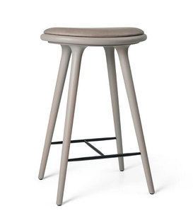 Mater High Stool grey beech, Nuance grey leather 69cm