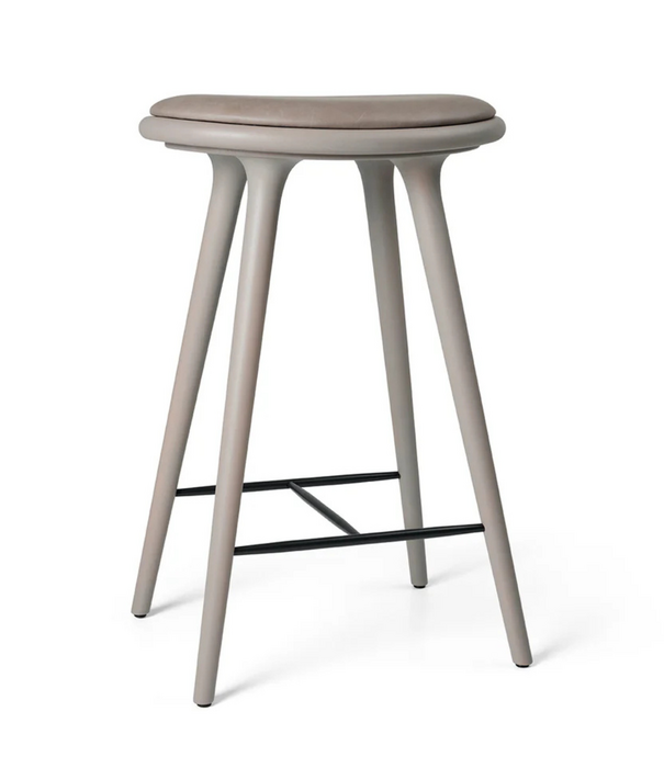 Mater Design  Mater High Stool grey beech, Nuance grey leather