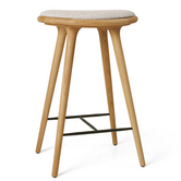 Mater High Stool oiled oak, seat upholstered 69cm