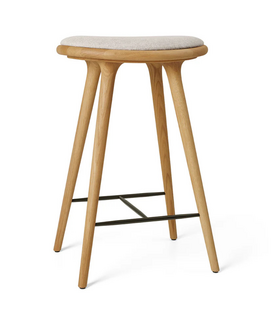 Mater High Stool oiled oak, seat upholstered 69cm