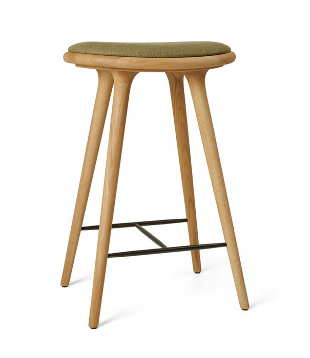 Mater Design  Mater High Stool oiled oak, seat upholstered 69cm
