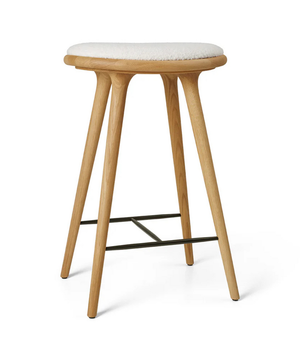 Mater Design  Mater High Stool oiled oak, seat upholstered 69cm