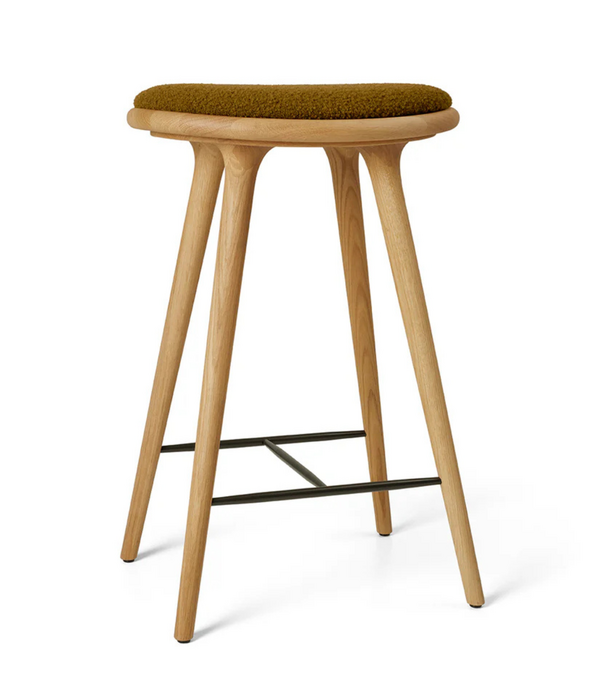 Mater Design  Mater High Stool Barkruk geolied eiken, zitting gestoffeerd 69cm