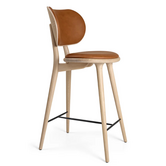 Mater High Stool Backrest matt oak, Nuance walnut leather 69cm