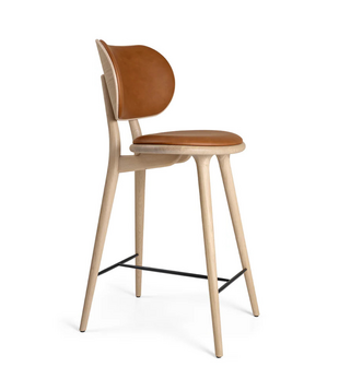 Mater High Stool Backrest matt oak, Nuance walnut leather 69cm